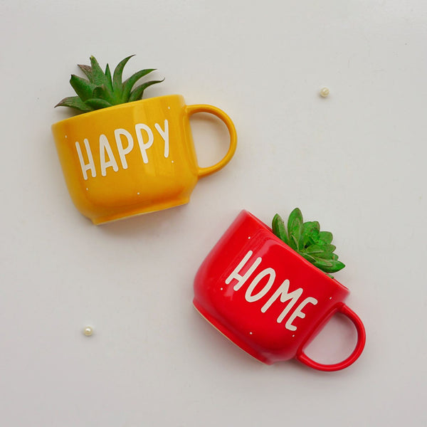 Happy Home | Ceramic Wall Planter | Table Accessory | Personalised Gift | Home Decor
